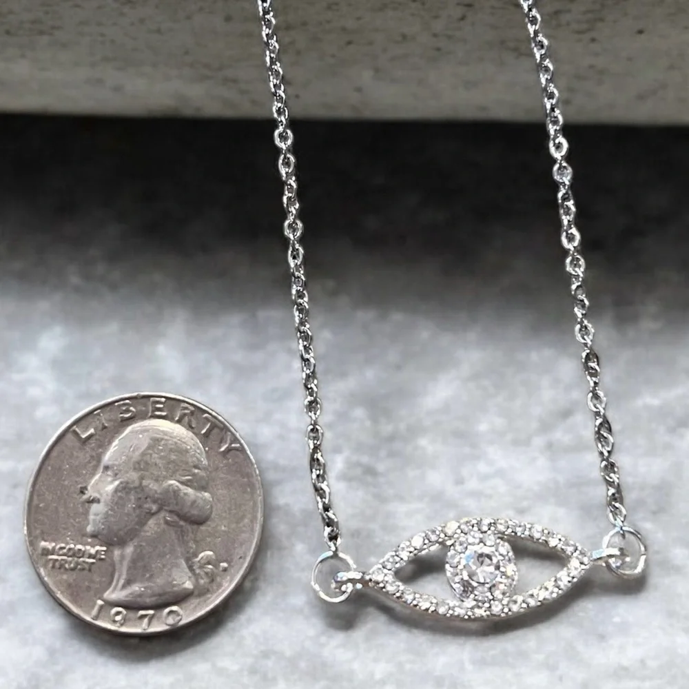 Sparkling Evil Eye Necklace 17.5” Protects you or loved ones from harm
